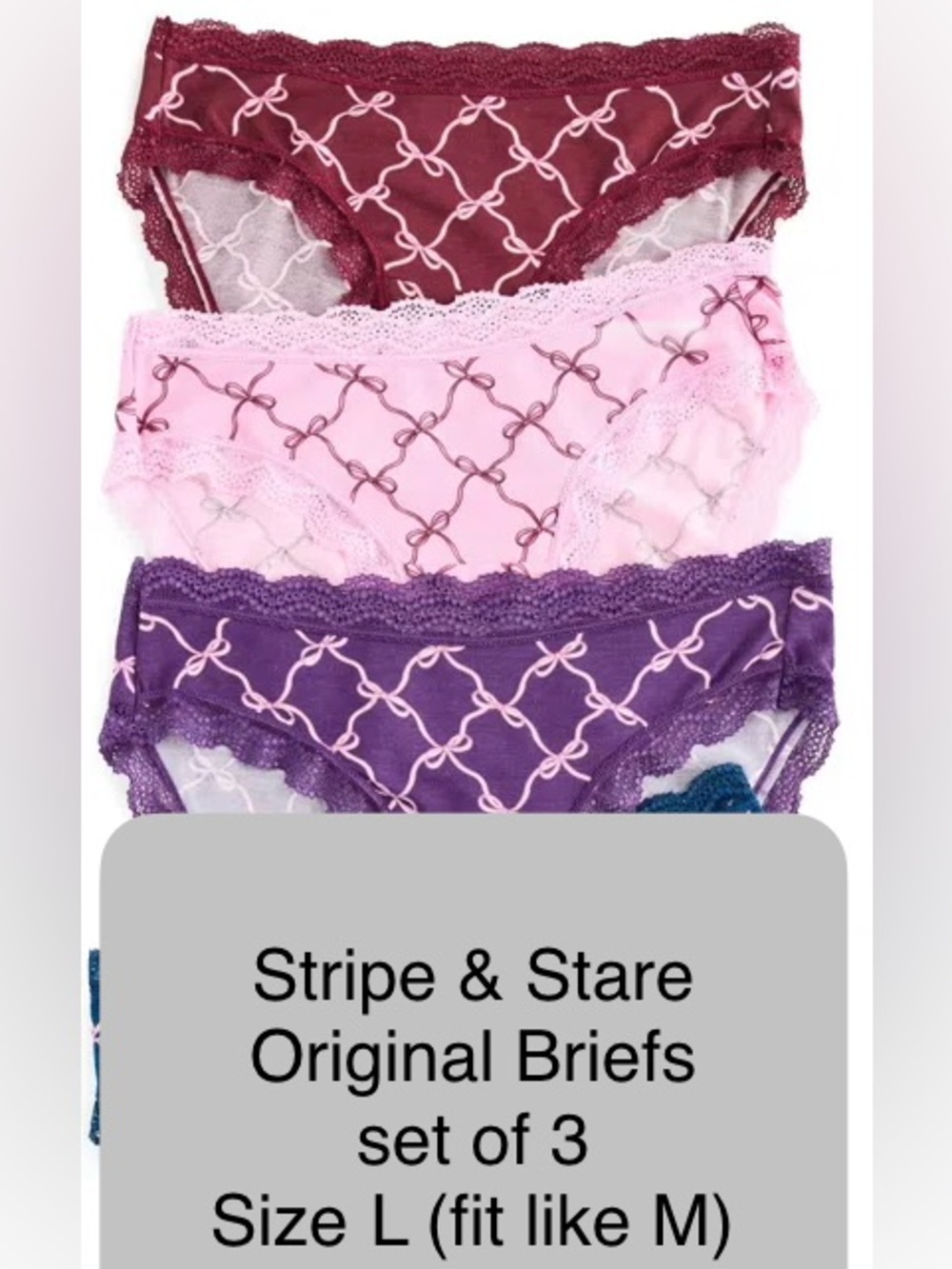 Stripe & Stare The Original Brief three pack - Say it with a Bow